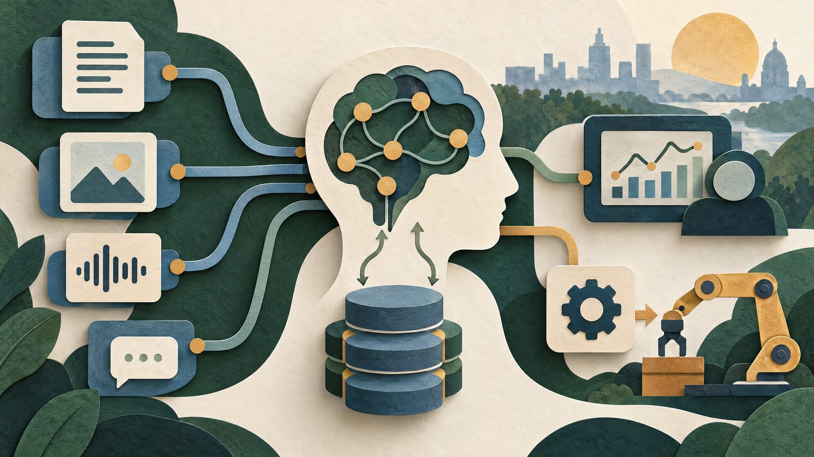An abstract model workflow showing separate memory, monitoring and tool-delegation paths